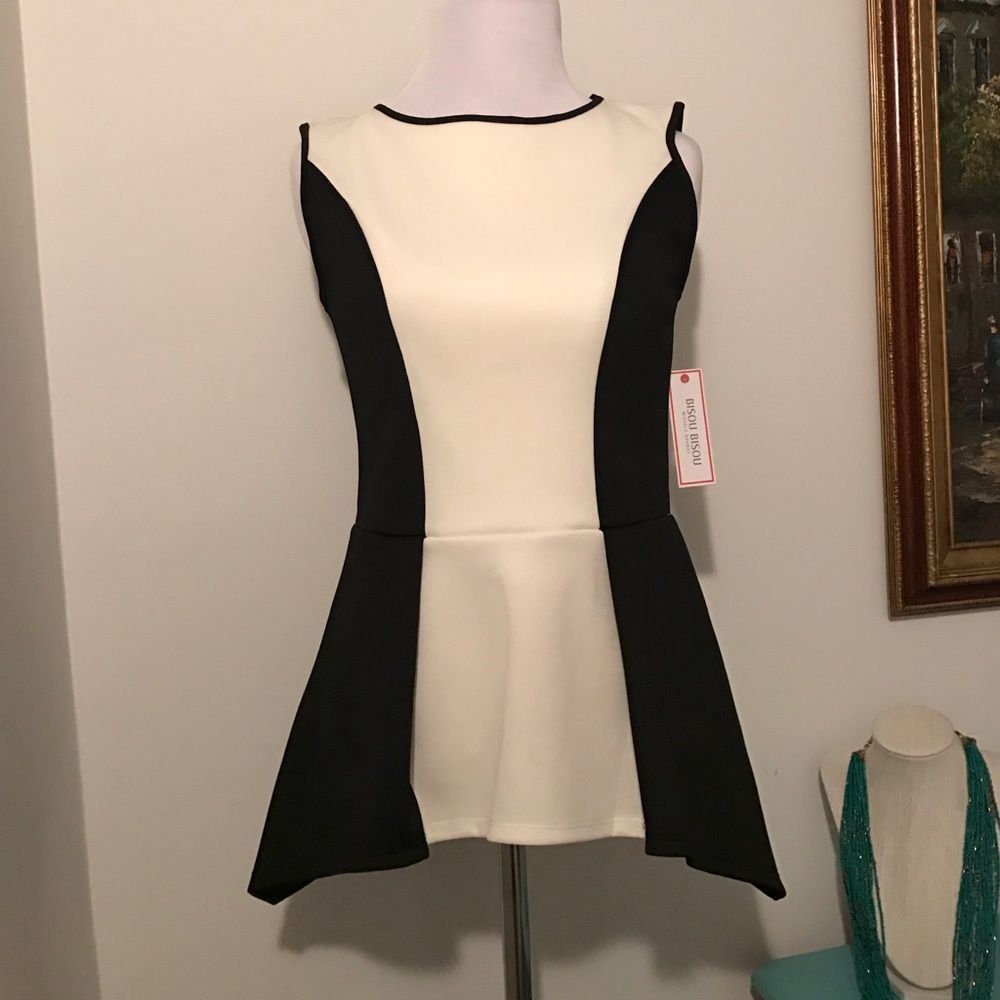 NWT black & ivory peplum top​